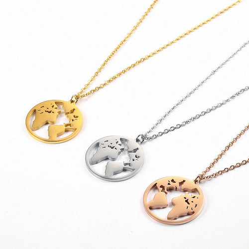 World Map Pendant Necklace