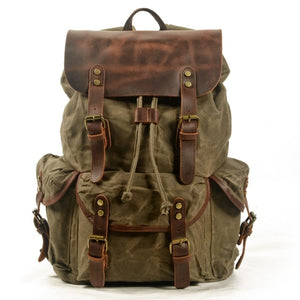 Oslo Distressed Canvas and Leather Backpack