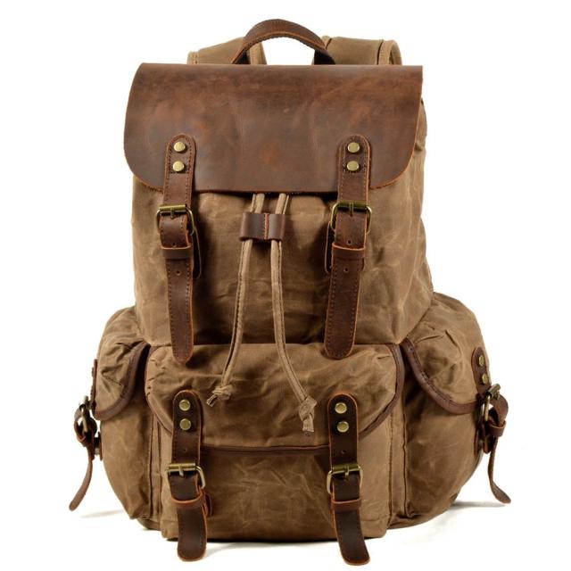 Oslo Distressed Canvas and Leather Backpack