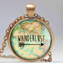 Antique Wanderlust Metal Travel Themed Necklace Gold Silver Bronze