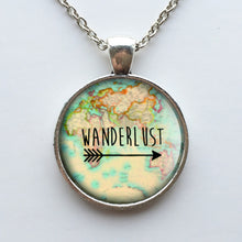 Antique Wanderlust Metal Travel Themed Necklace Gold Silver Bronze