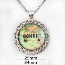 Antique Wanderlust Metal Travel Themed Necklace Gold Silver Bronze