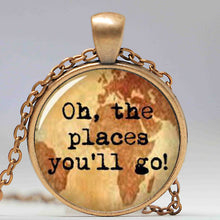 Oh The Places You'll Go Travel Pendant And Chain Necklace