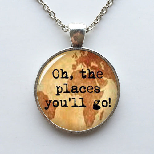 Oh The Places You'll Go Travel Pendant And Chain Necklace