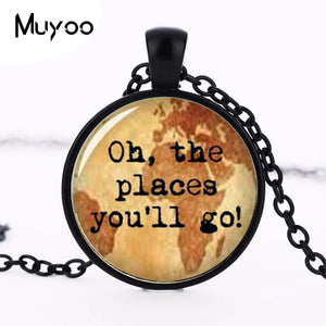 Oh The Places You'll Go Travel Pendant And Chain Necklace