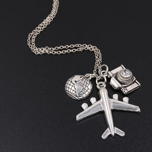 Silver Plane Travel-Themed Necklace