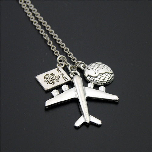 Silver Plane Travel-Themed Necklace