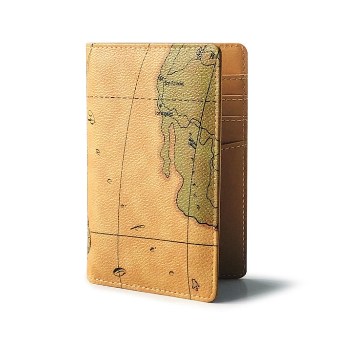 Vintage Leather Map Passport Holder and Wallet